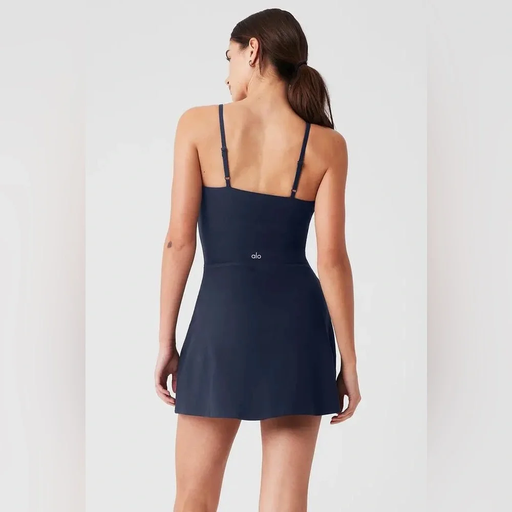 Alo Yoga Alosoft Courtside Tennis Dress Navy XS